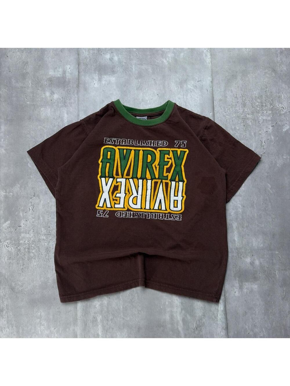 Y2K Brown Avirex Grunge Skater Gothic T-Shirt